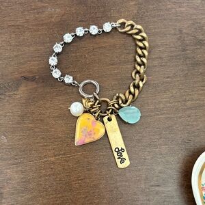 Juicy Couture Gold Charm Bracelet with Heart and Pearl